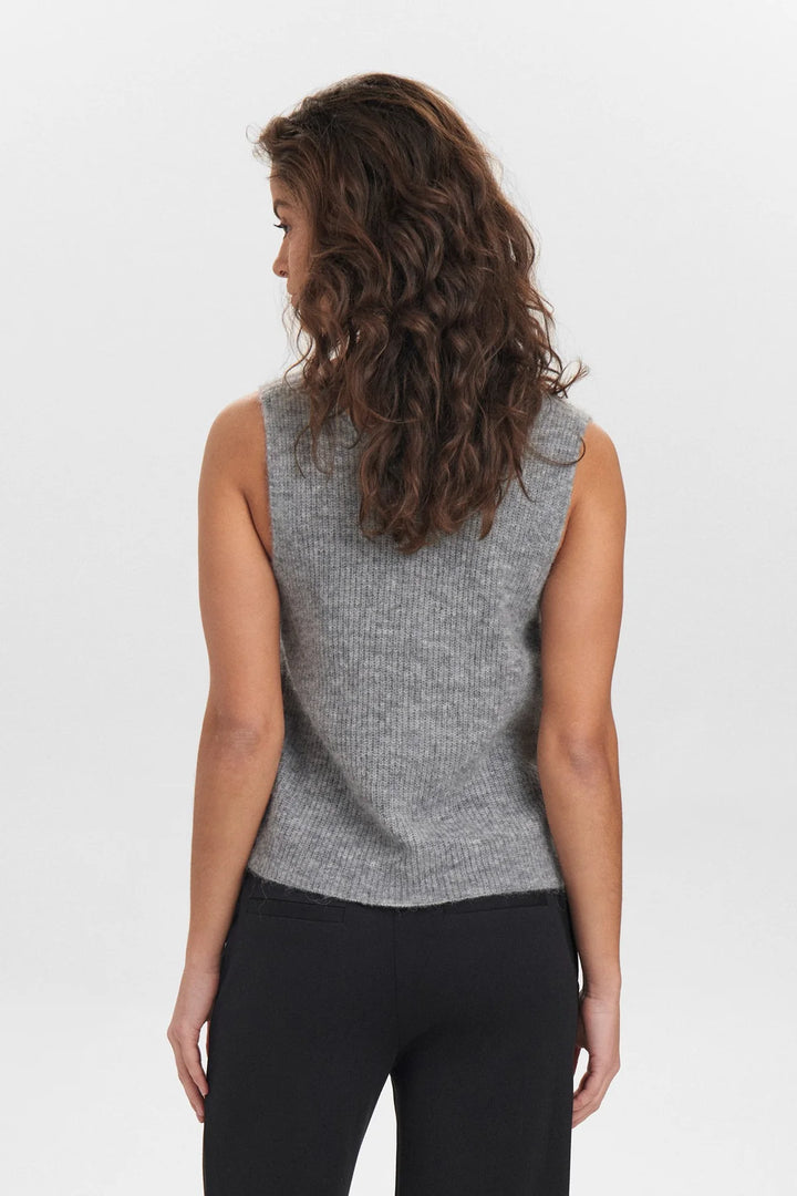 Numph Nuriette Rib Vest Grey