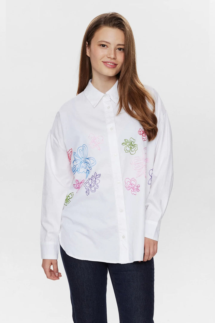 Numph Nufaith Bright White Embroidered Shirt