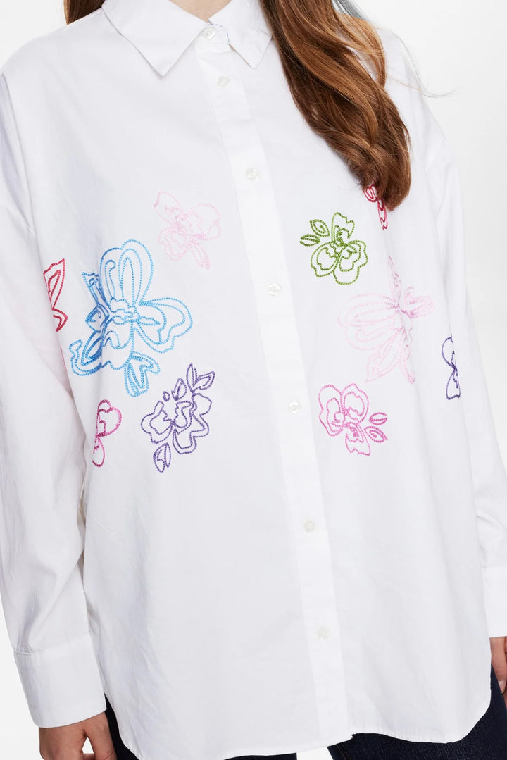 Numph Nufaith Bright White Embroidered Shirt