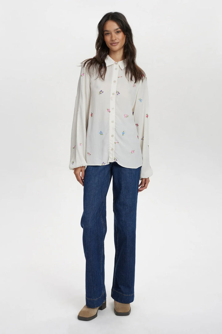 Numph Nuerika Cream Embroidered Shirt