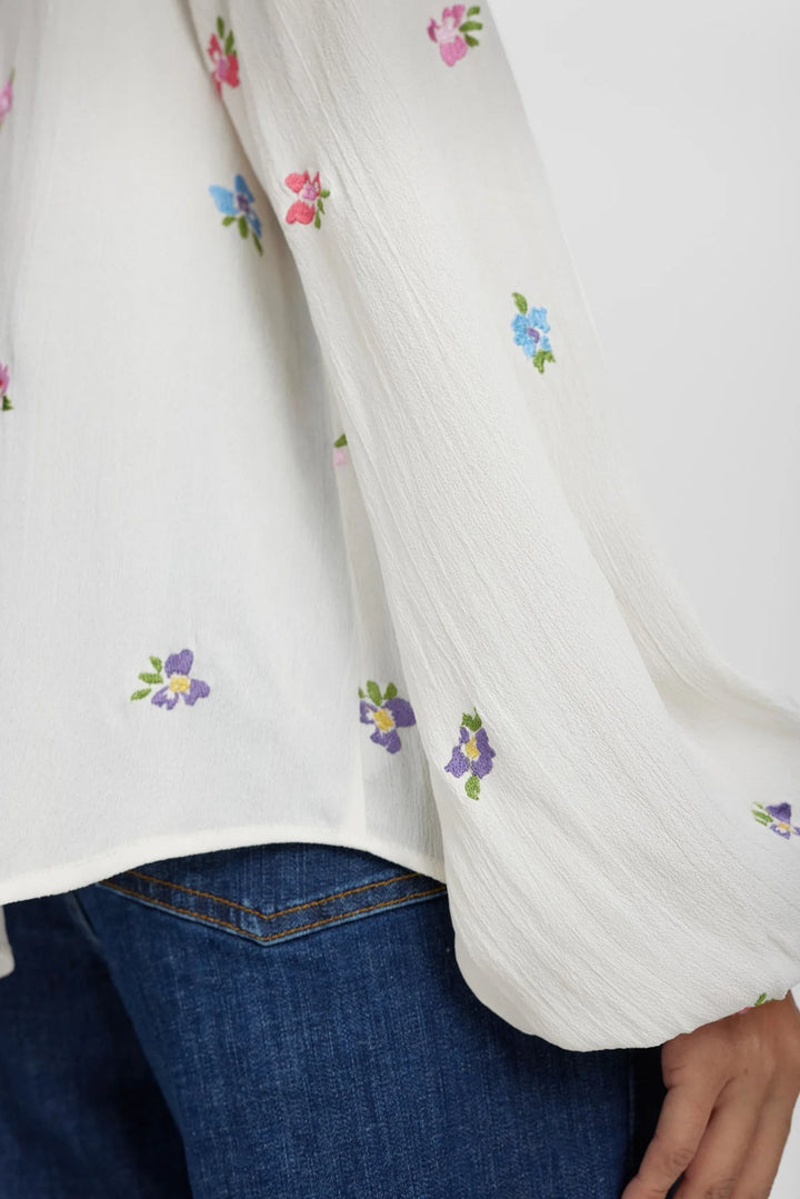 Numph Nuerika Cream Embroidered Shirt