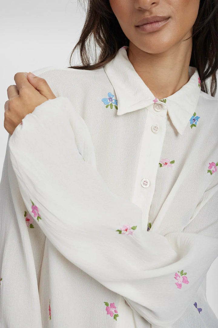 Numph Nuerika Cream Embroidered Shirt