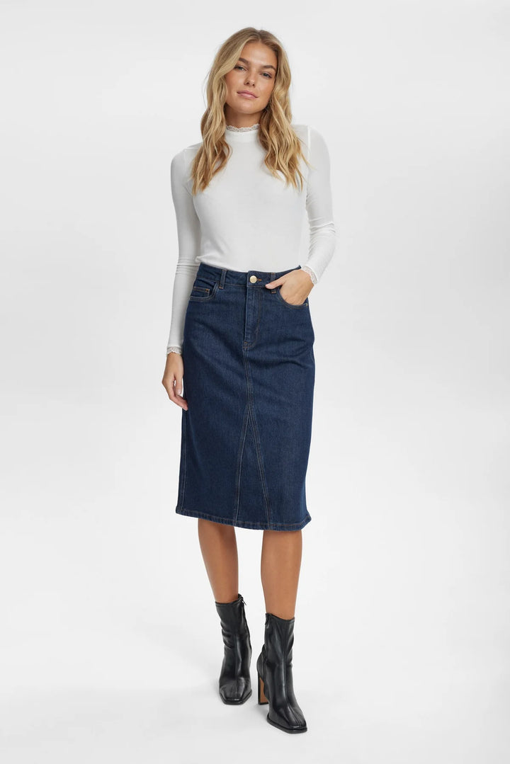 Numph Nulondon Skirt Dark Denim Blue