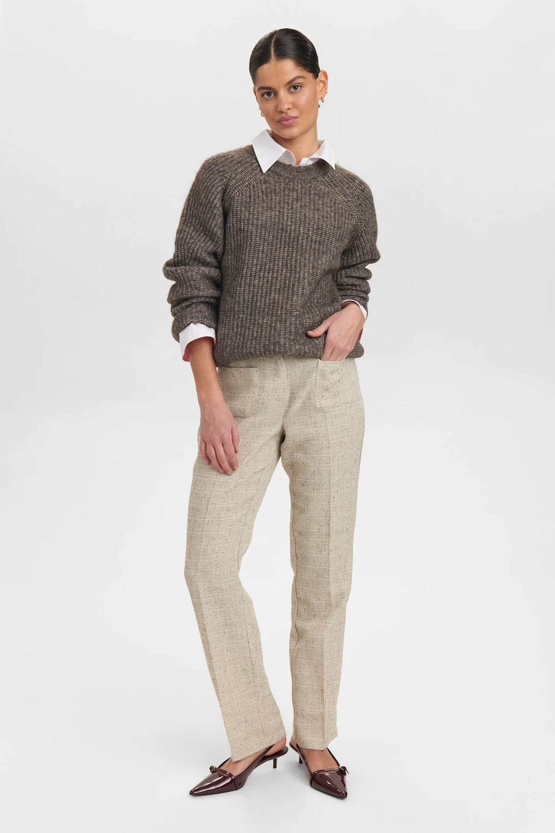 Numph Nuemery Pants Grey Morn