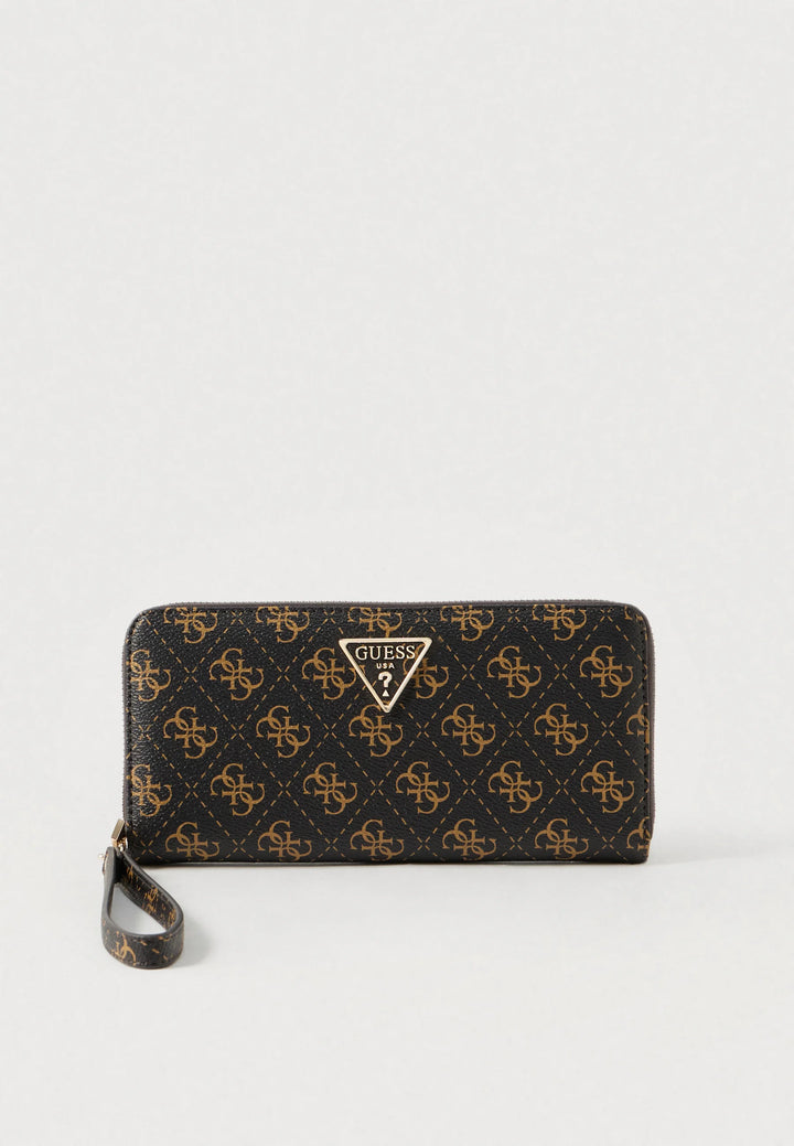 Guess Laurel Brown Logo Large Zip Around Purse