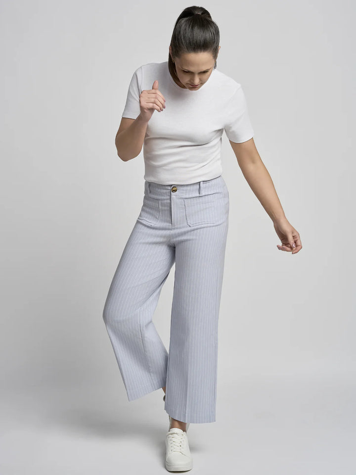 Pinns Wide Leg Culotte | 64OC Denim/White Stripe