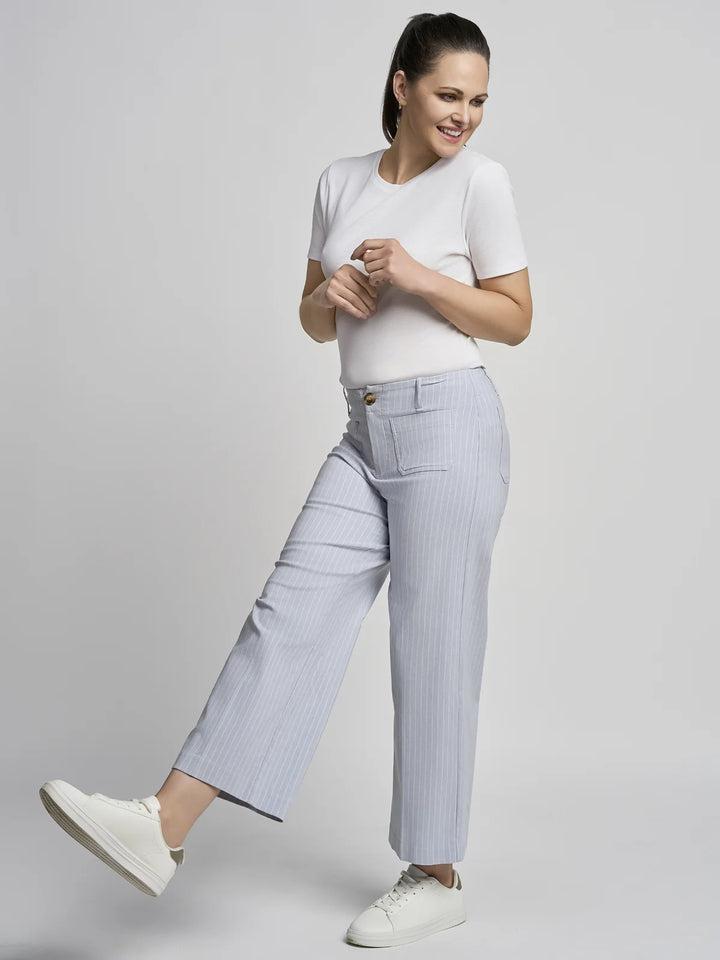 Pinns Wide Leg Culotte | 64OC Denim/White Stripe