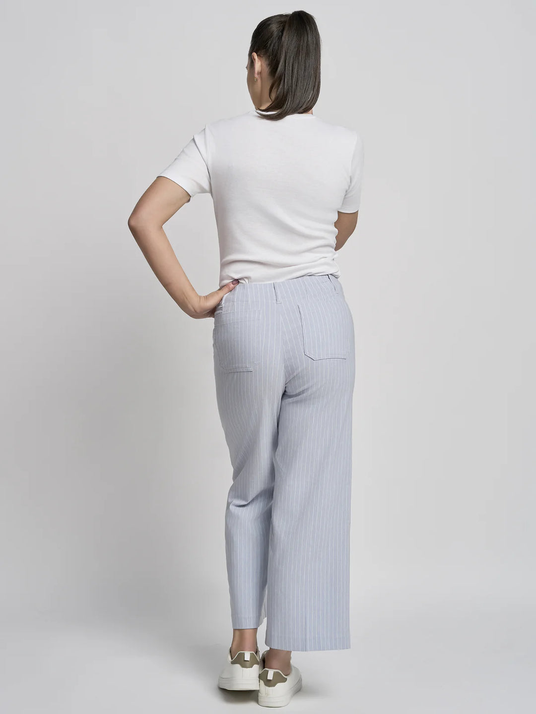 Pinns Wide Leg Culotte | 64OC Denim/White Stripe