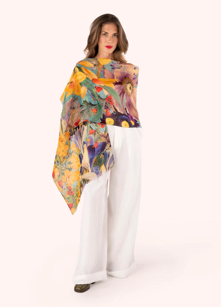 Powder Linen/Cotton Scarf | Spring Flora