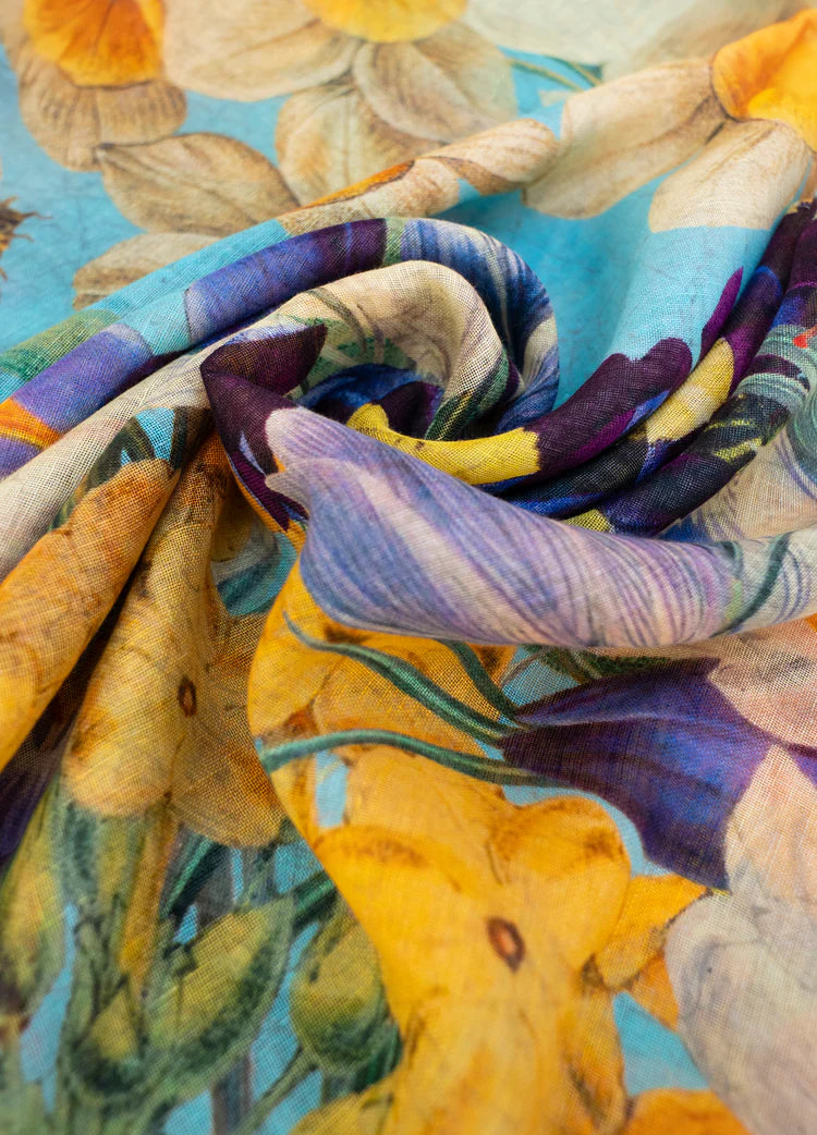 Powder Linen/Cotton Scarf | Spring Flora