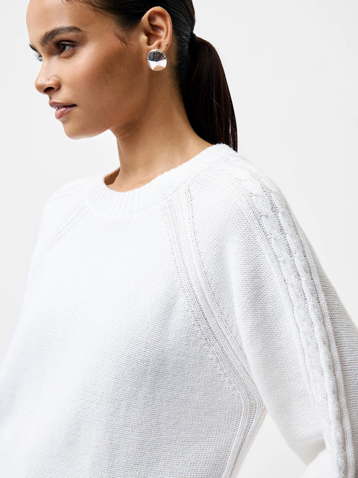 French Connection Lily Cable Sweater Linen White