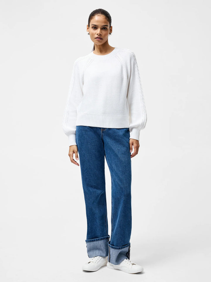French Connection Lily Cable Sweater Linen White