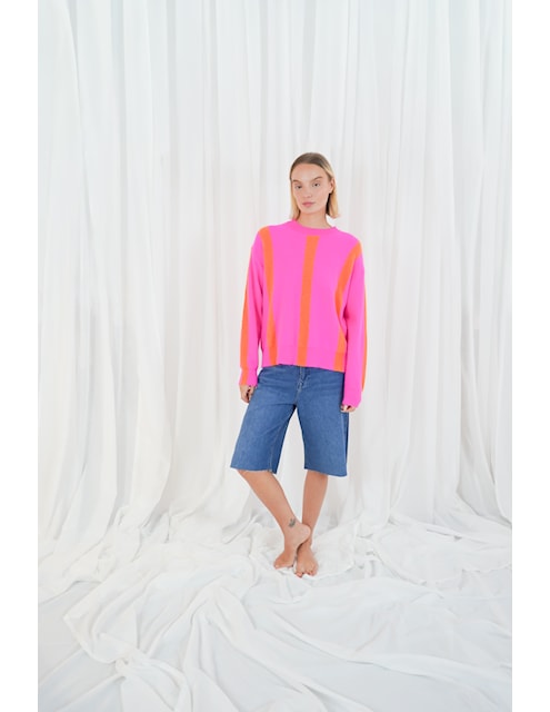Twns Reno Pink/Orange Long Sleeve Round Neck Jumper