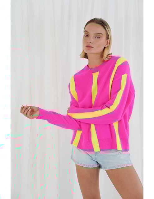 Twns Reno Pink/Yellow Long Sleeve Round Neck Jumper