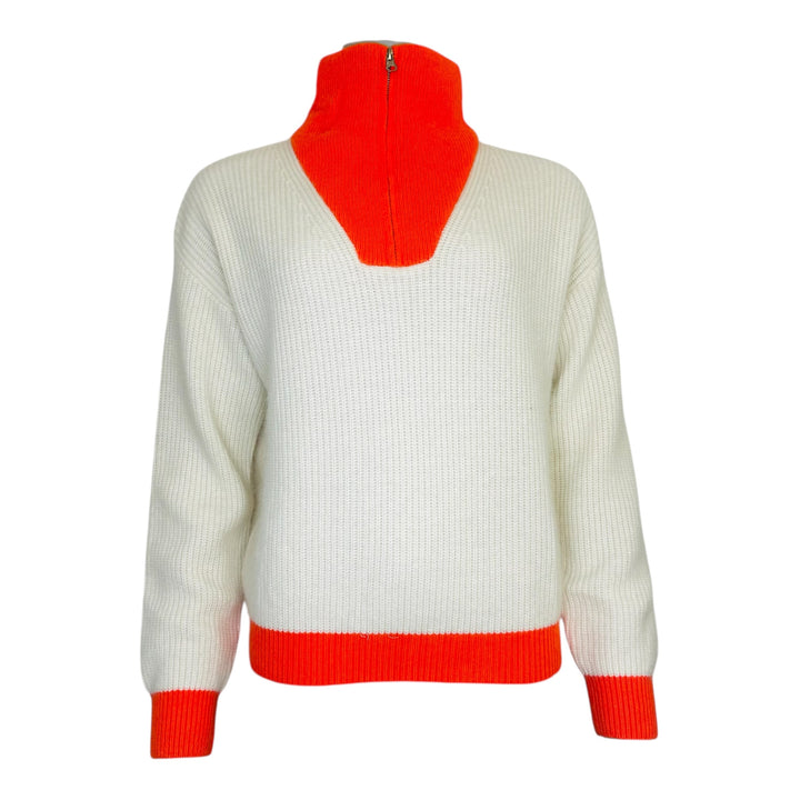 Twns Breckenridge Off White/Neon Orange Long Sleeve Trucker Neck Pullover