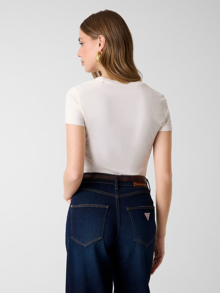 Guess Cream Slim Fit Lace Logo T-Shirt