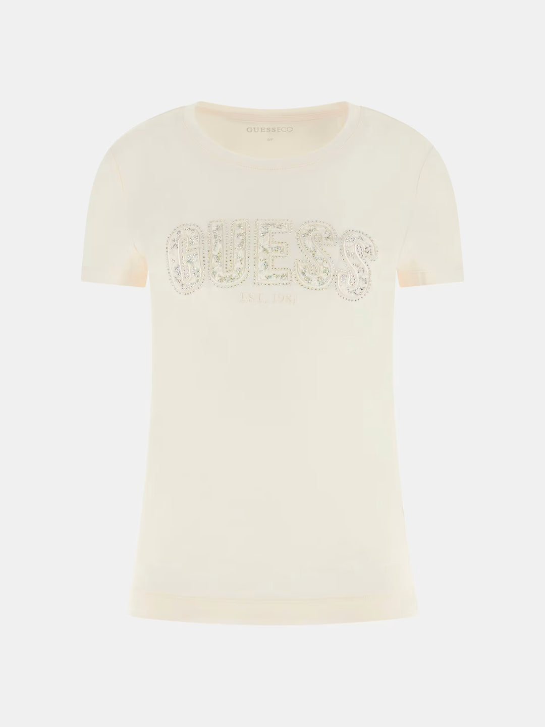 Guess Cream Slim Fit Lace Logo T-Shirt
