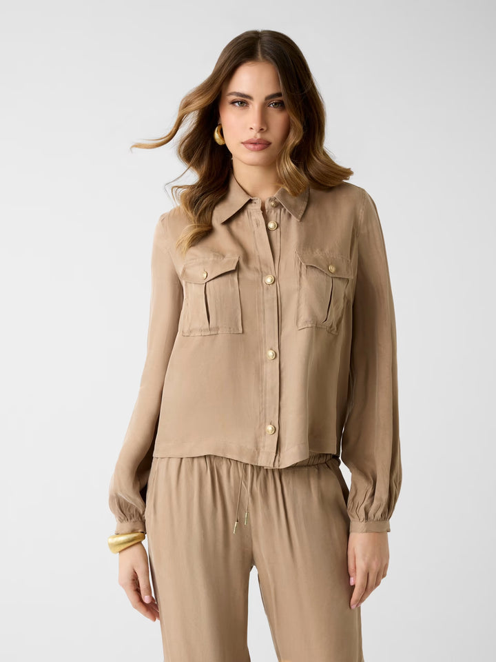 Guess Beige Viscose Blend Shirt