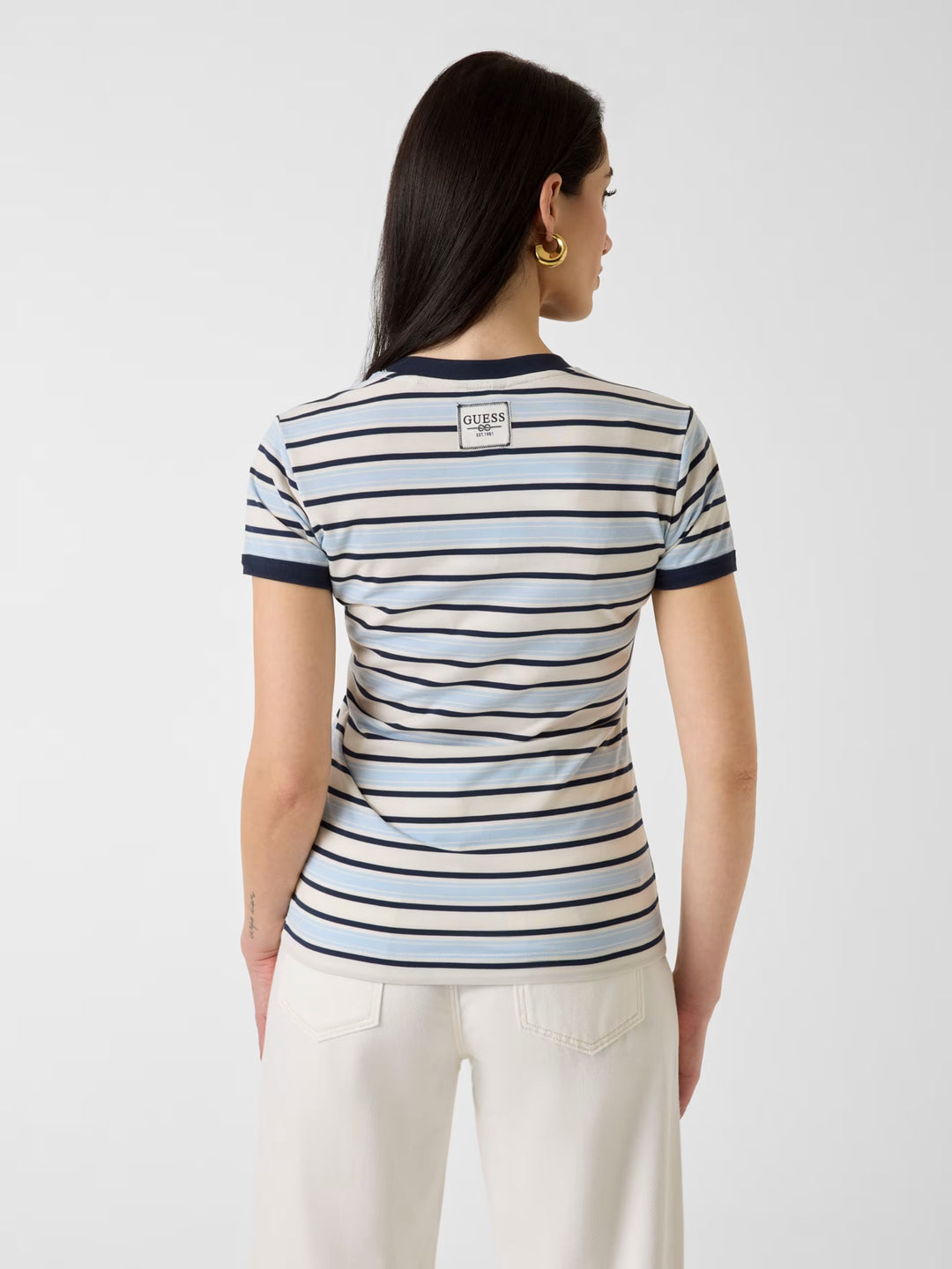 Guess Navy/Blue Striped T-Shirt