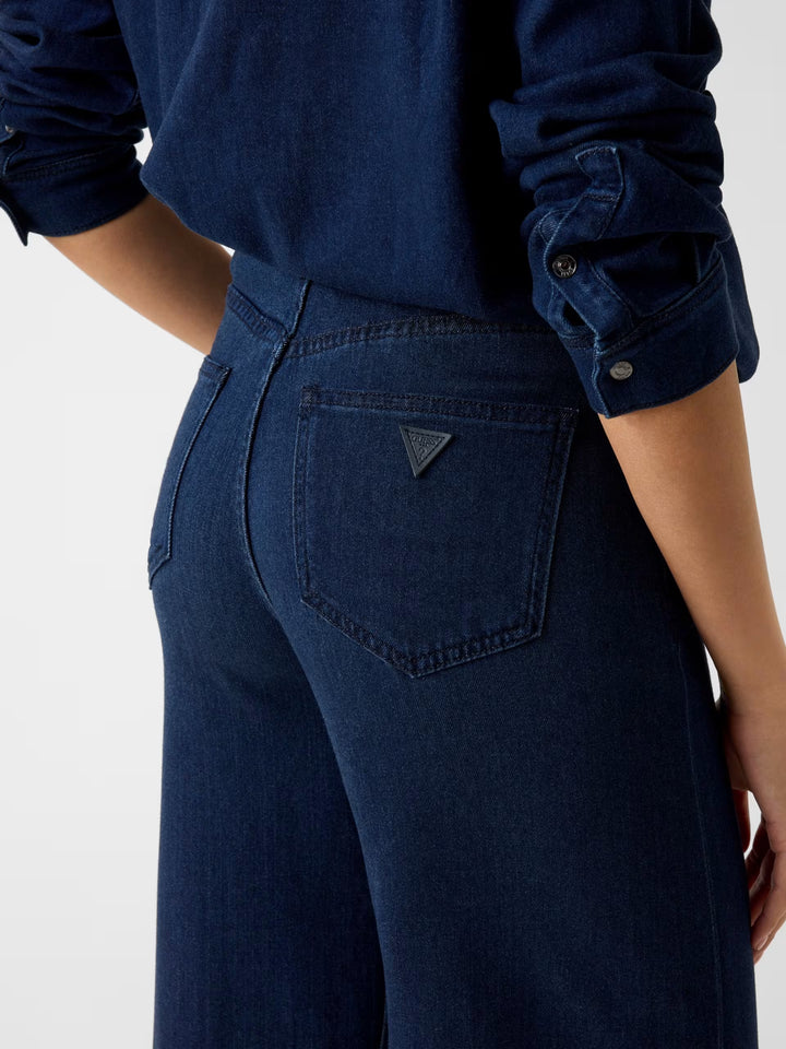 Guess High Rise Wide Leg Perfectly Soft Dark Denim Jean