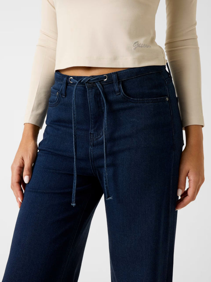 Guess High Rise Wide Leg Perfectly Soft Dark Denim Jean