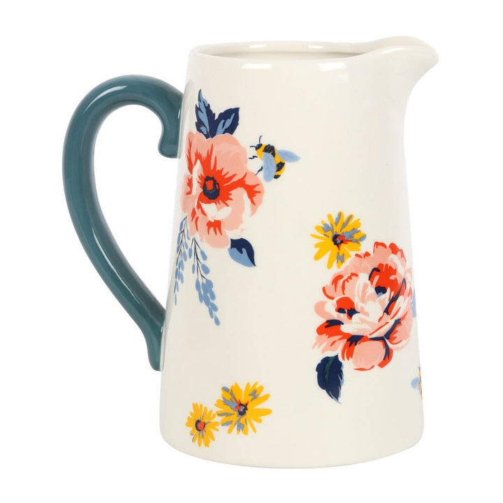 Bee-utiful Floral Ceramic Spring Flower Jug