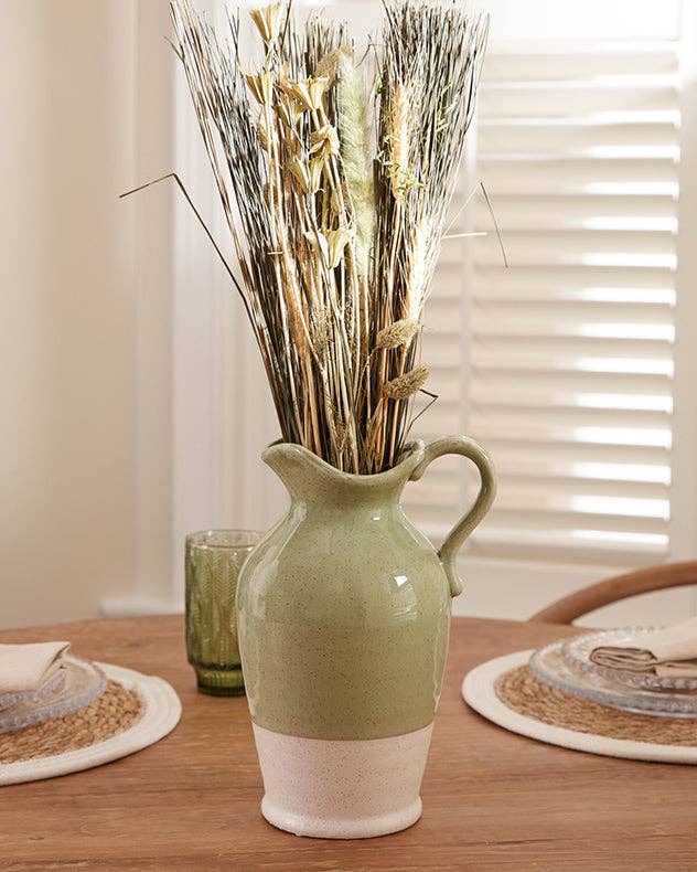 Green and White Two Tone Jug Vase