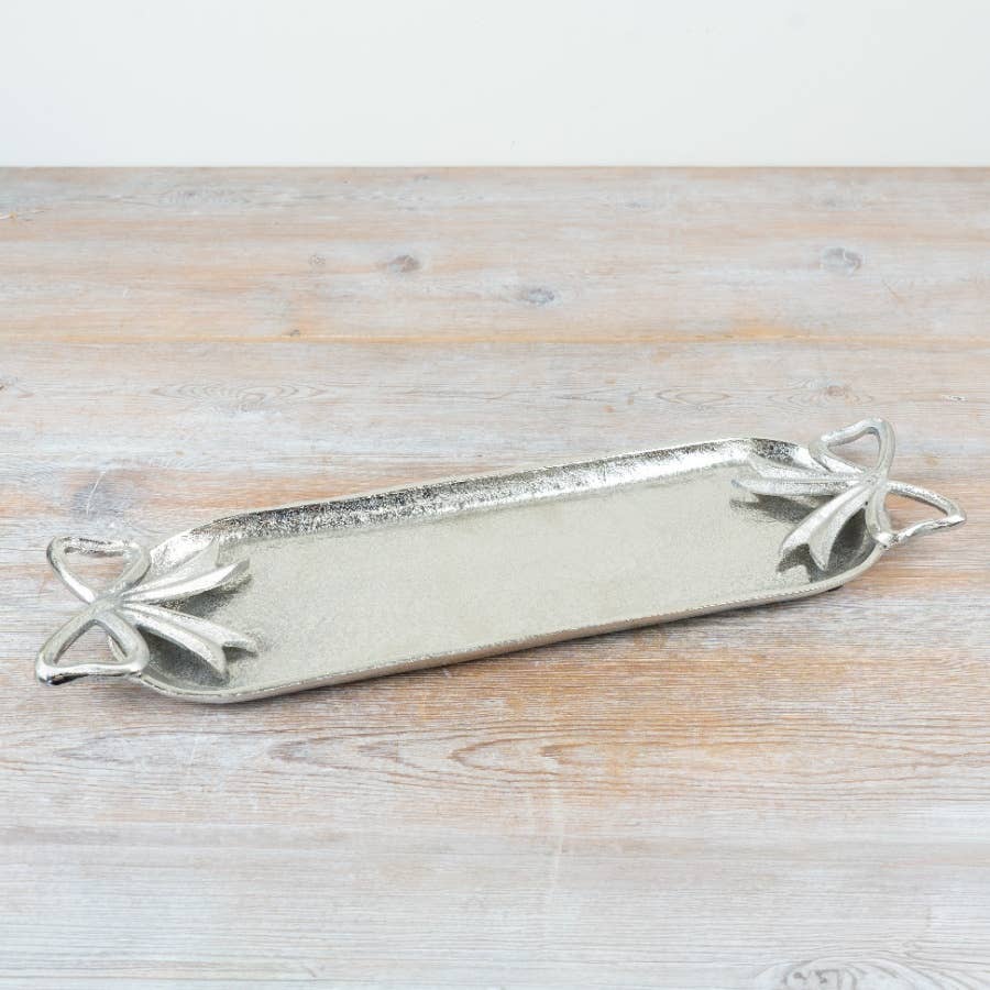 Silver Bow Aluminium Candle Tray, 45cm