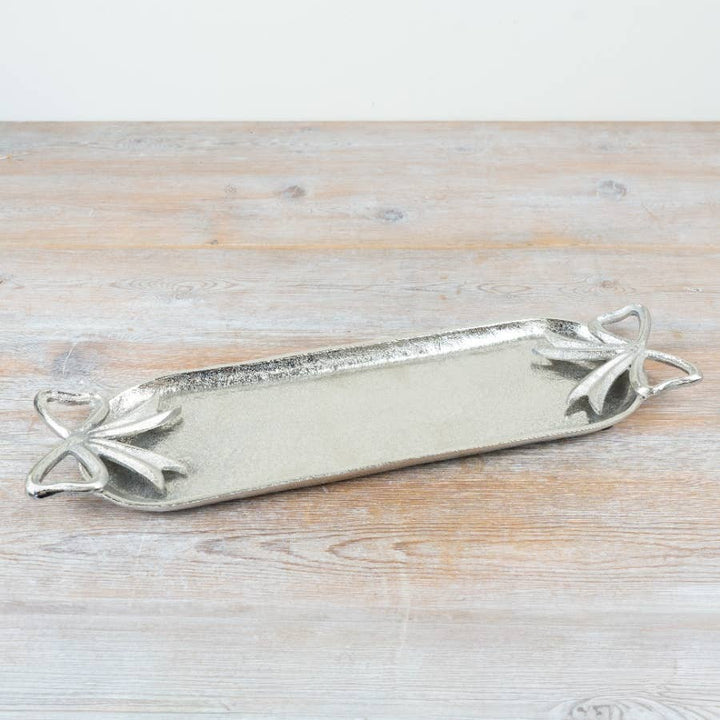 Silver Bow Aluminium Candle Tray, 45cm