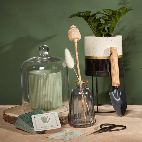 Urban Gardener Small Ceramic Plant Pot with Stand
