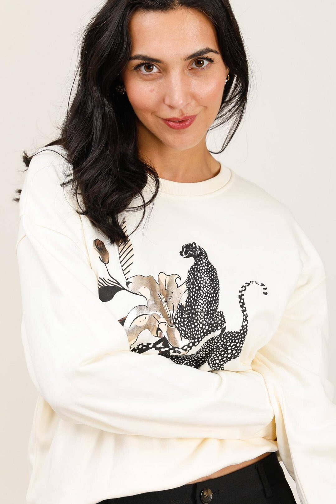 Pamela Crew Neck Sweatshirt Floral Print White