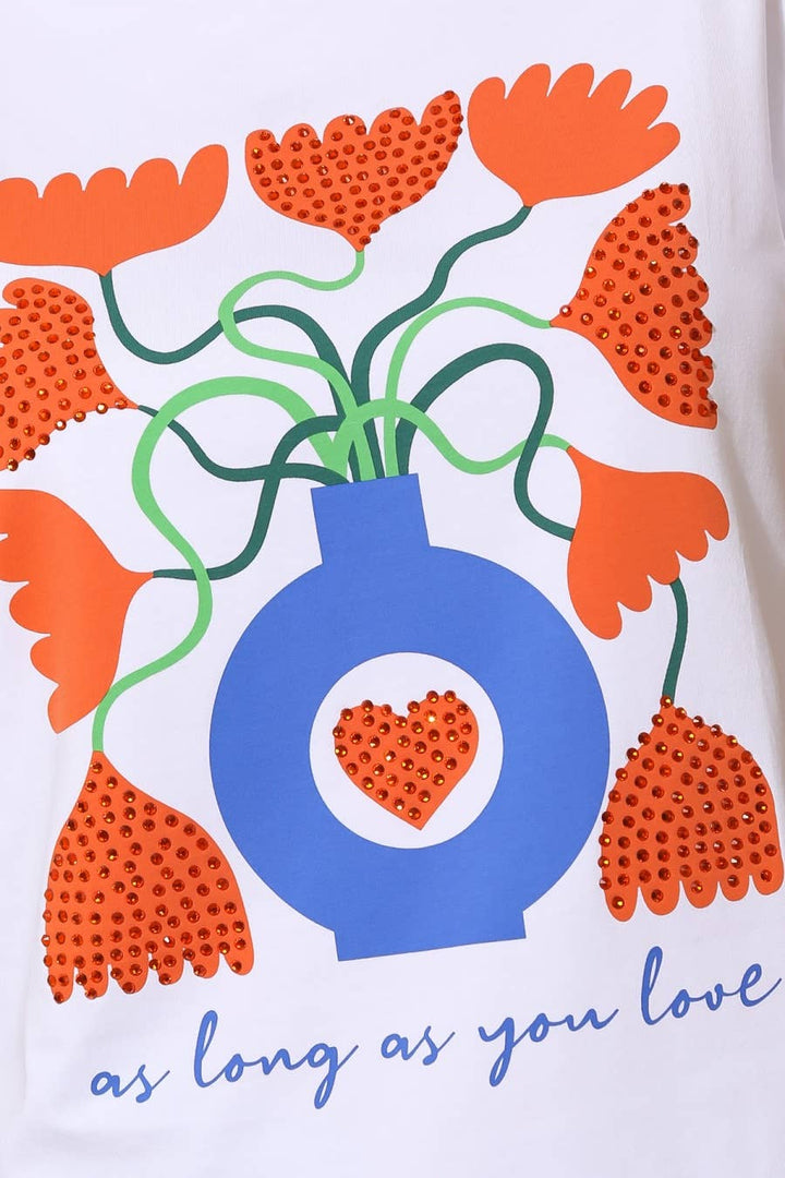Vase Pattern Cotton T-shirt White - Pre Order