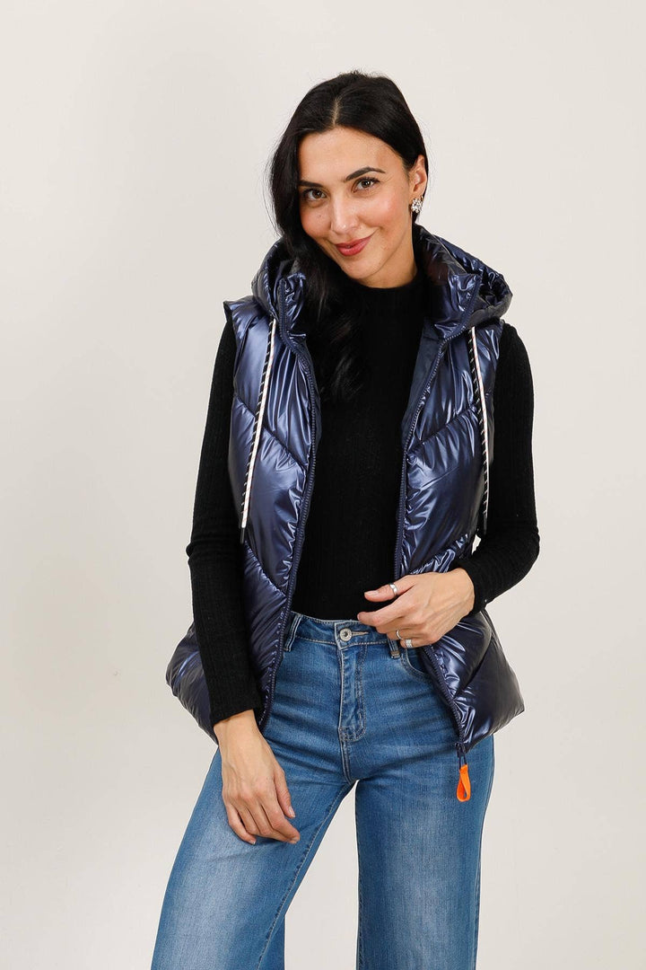 Roya Sleeveless Jacket Navy Blue