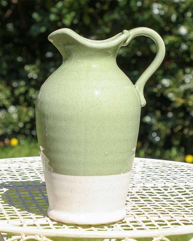 Green and White Two Tone Jug Vase