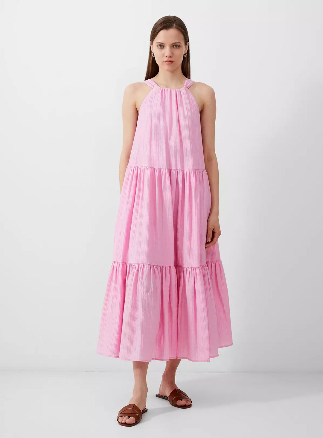 French Connection Aleska Strawberry Shake Textured Dress