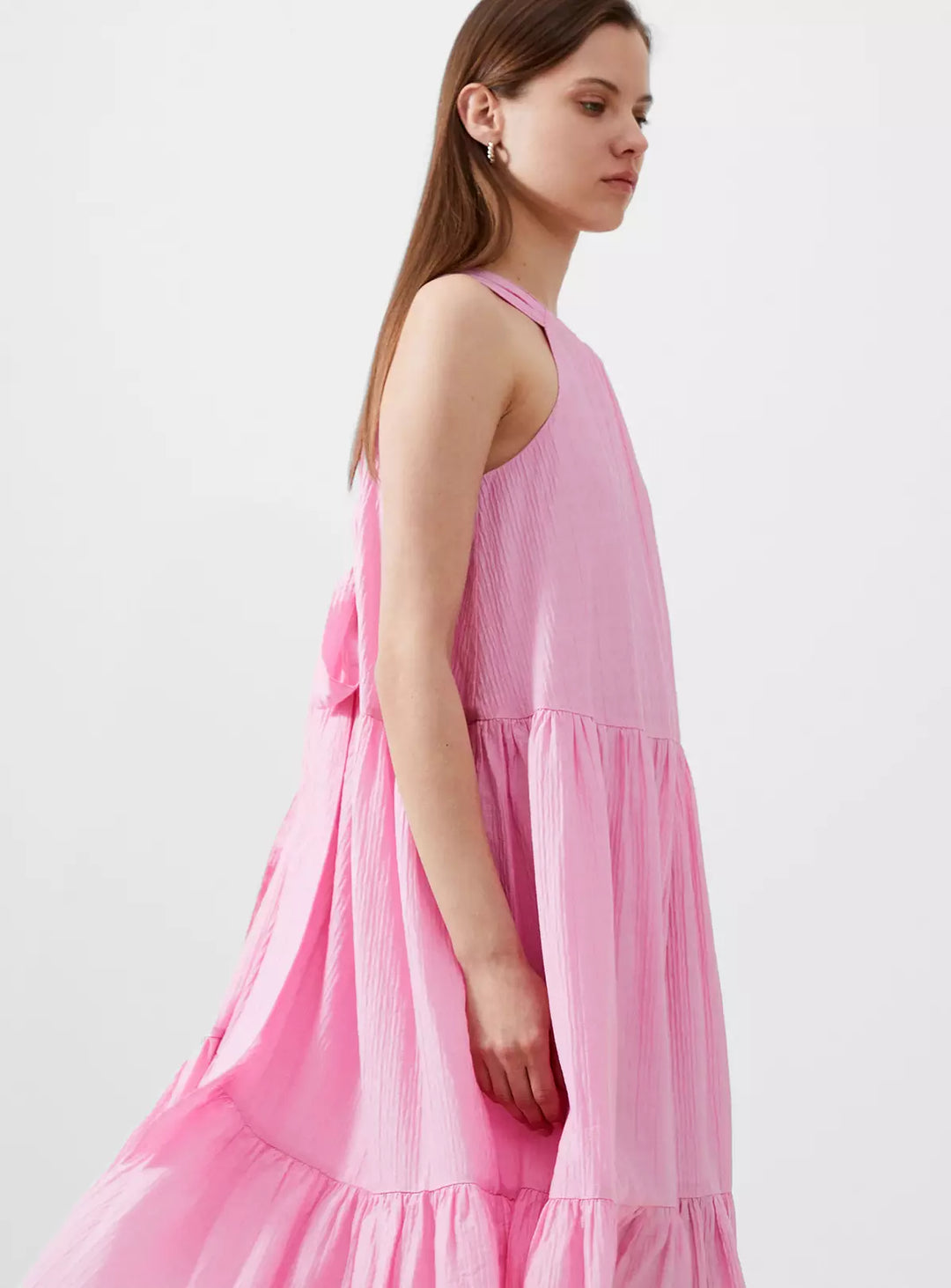 French Connection Aleska Strawberry Shake Textured Dress