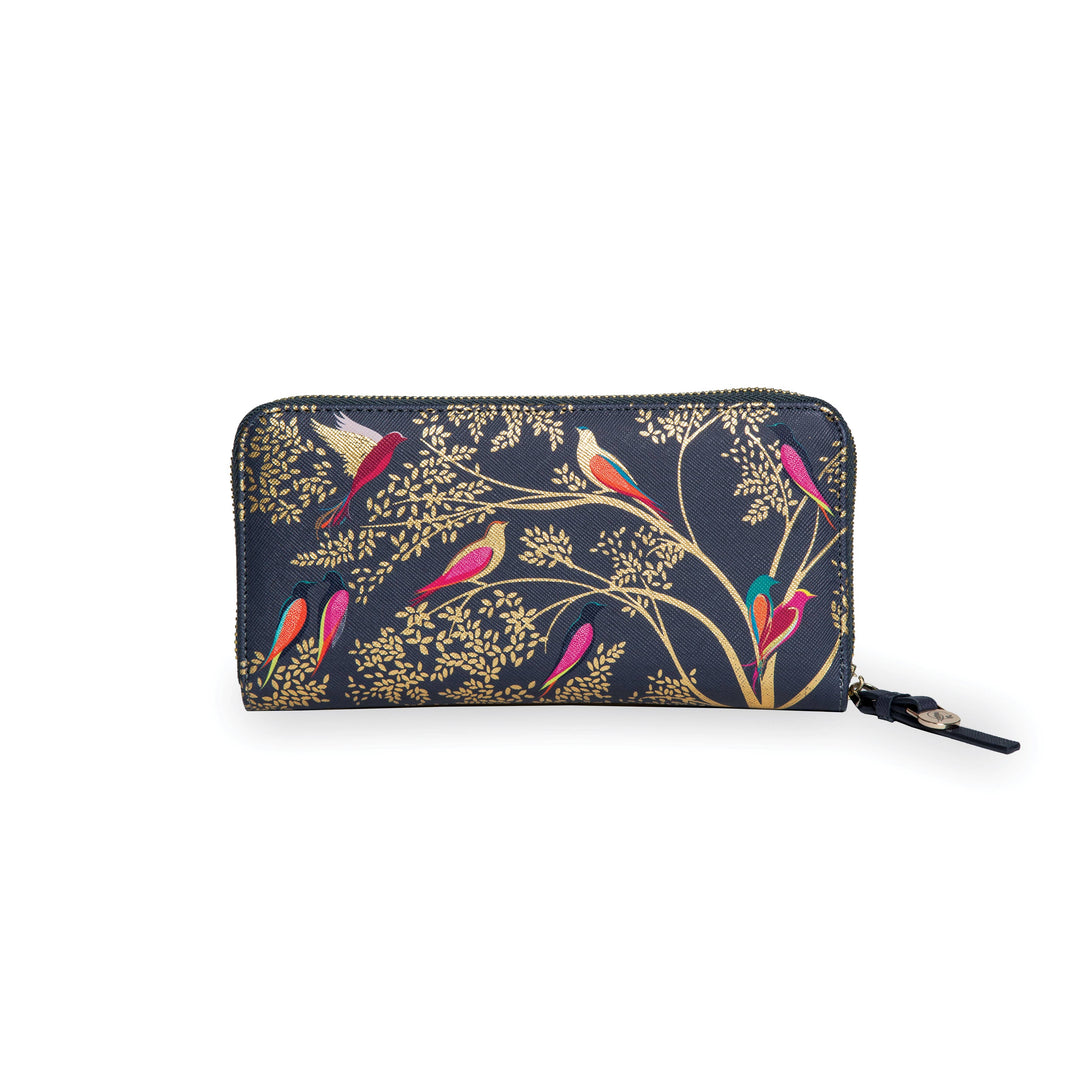 Sara Miller Zip Purse Smokey Blue Birds Large