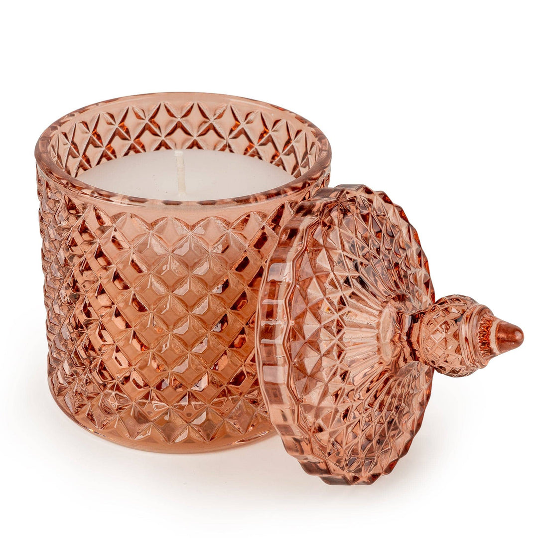 Round Embossed Candle Jar Lidded Jhangye Pink