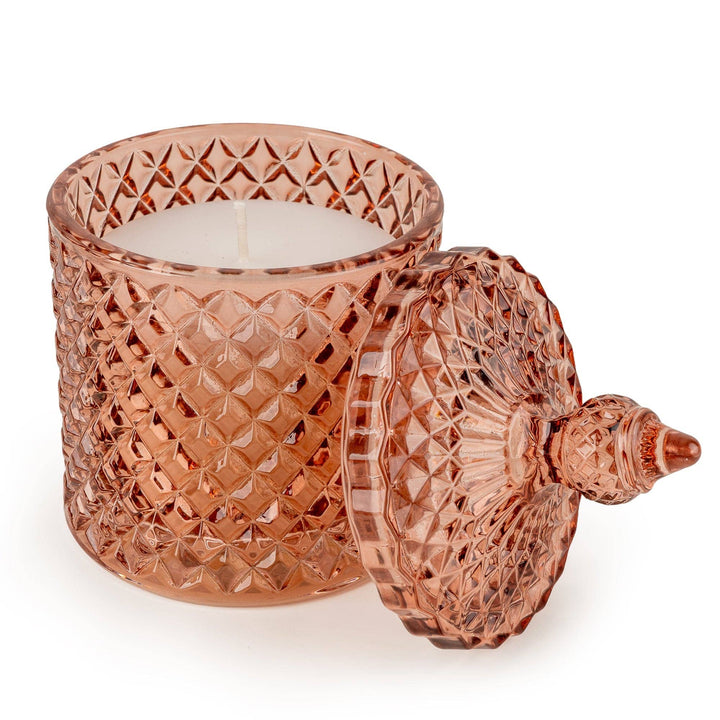 Round Embossed Candle Jar Lidded Jhangye Pink