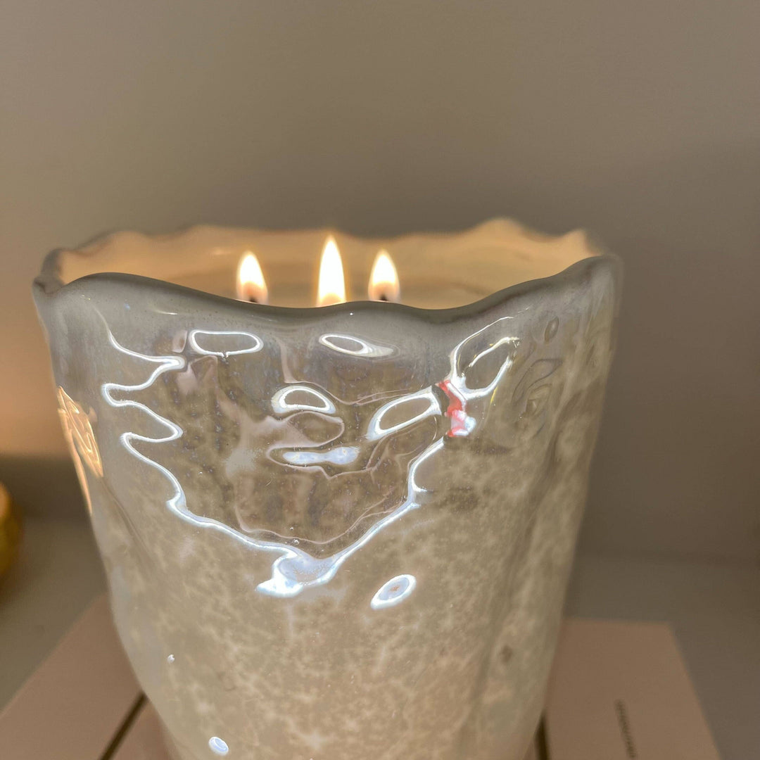 Laguna Cream Pearlescent Decorative Candle
