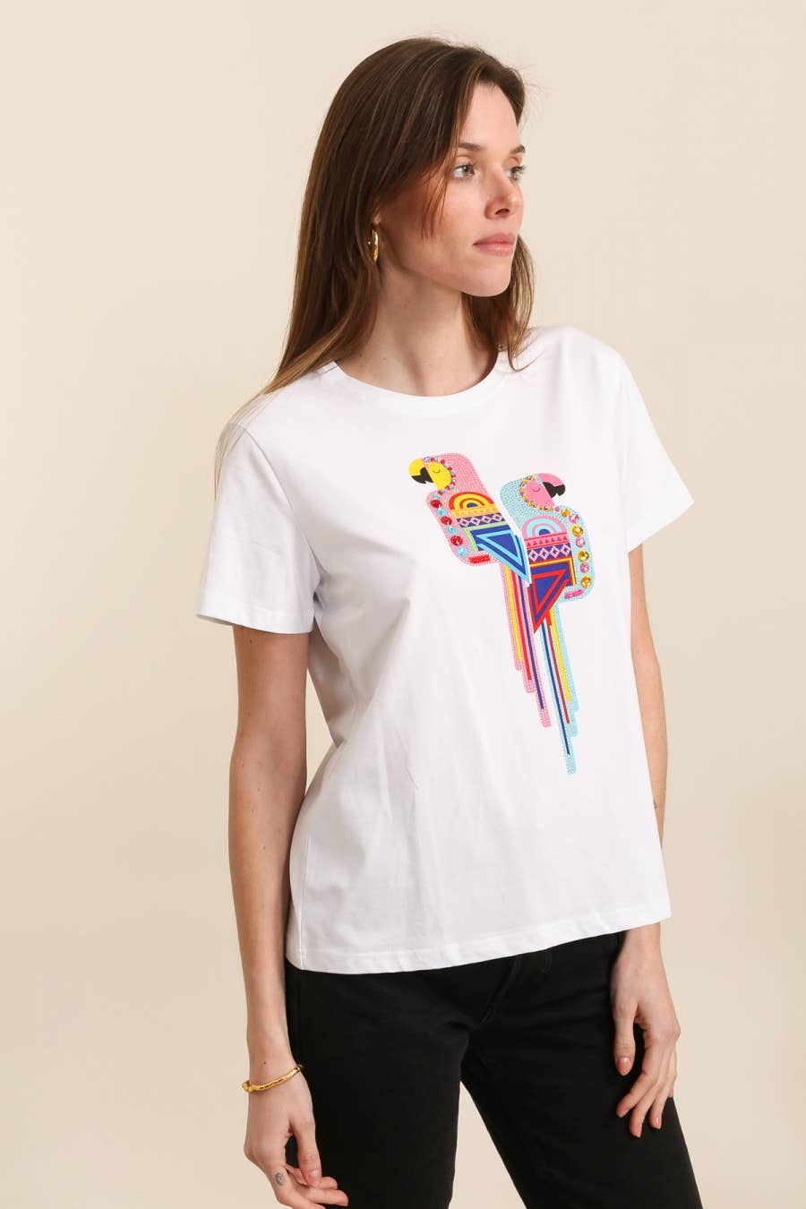 Graphic Cotton Parrot T-shirt White Pre Order