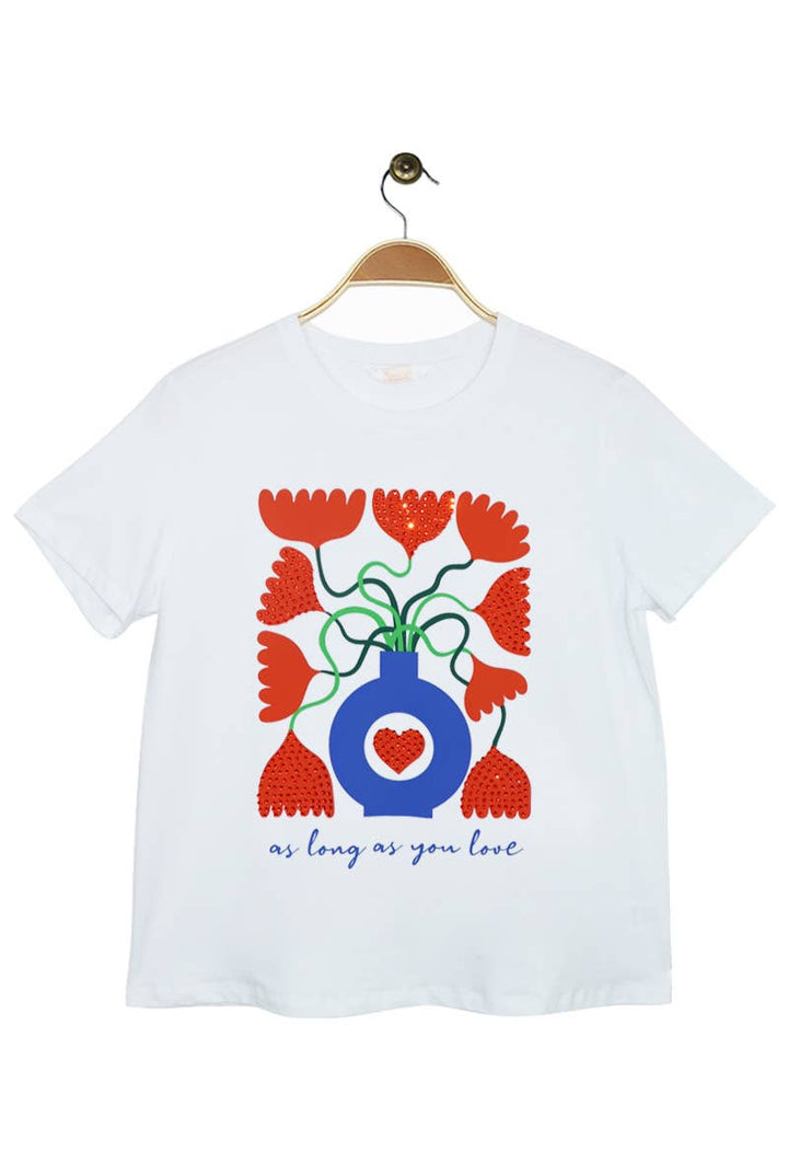 Vase Pattern Cotton T-shirt White - Pre Order