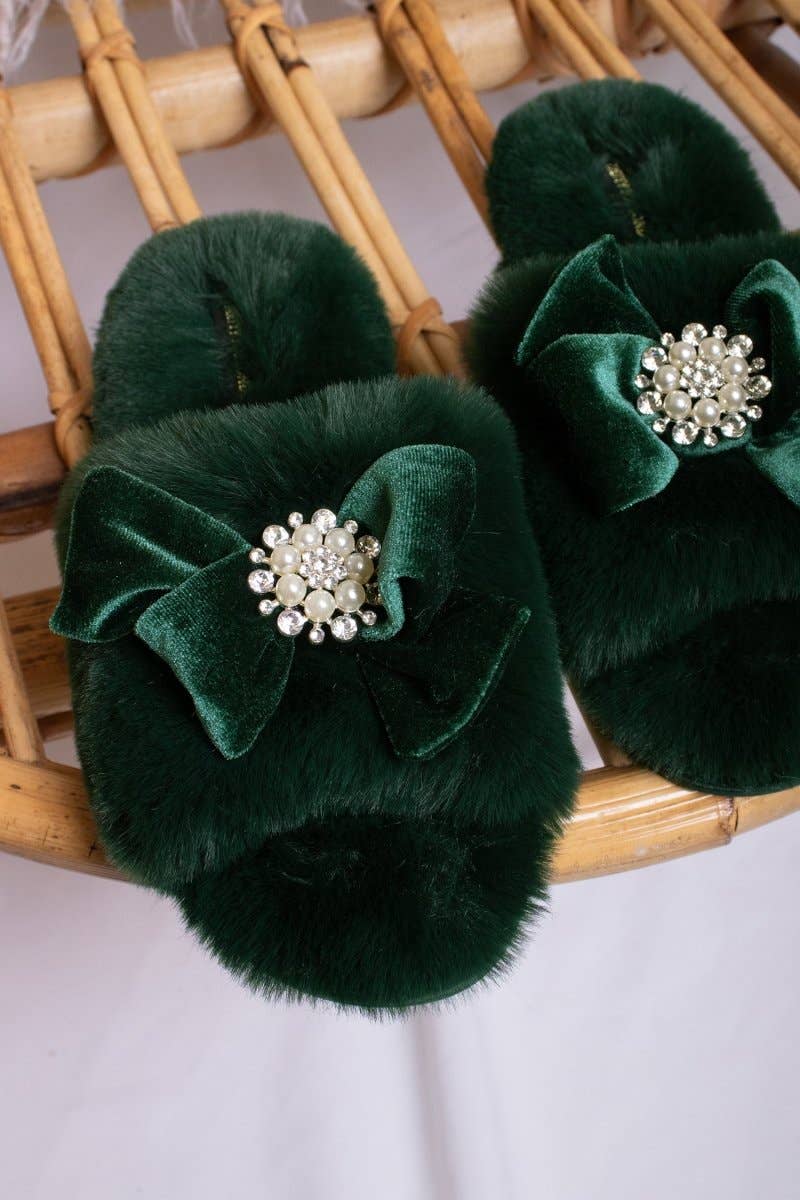 Anya Slippers in Green: Green / M = UK 4.5-5.5 / EU 38-39 / US 6.5-7.5