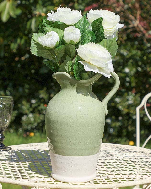 Green and White Two Tone Jug Vase