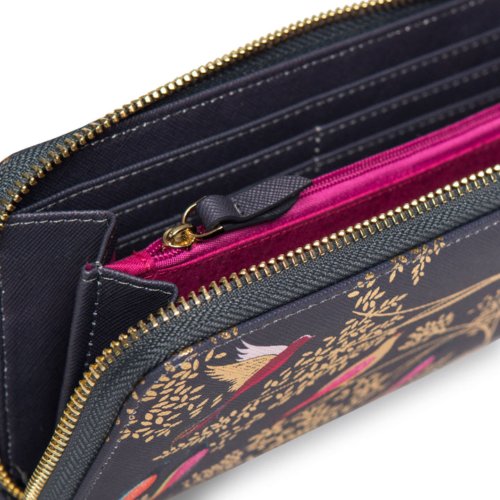 Sara Miller Zip Purse Smokey Blue Birds Large