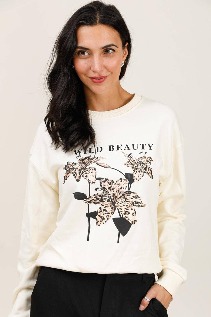 Wild Beauty Crew Neck Sweatshirt White