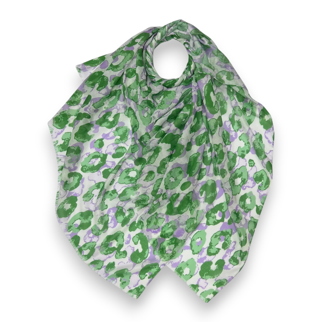 Lili Scarves Summer Leopard Print Scarf: Green