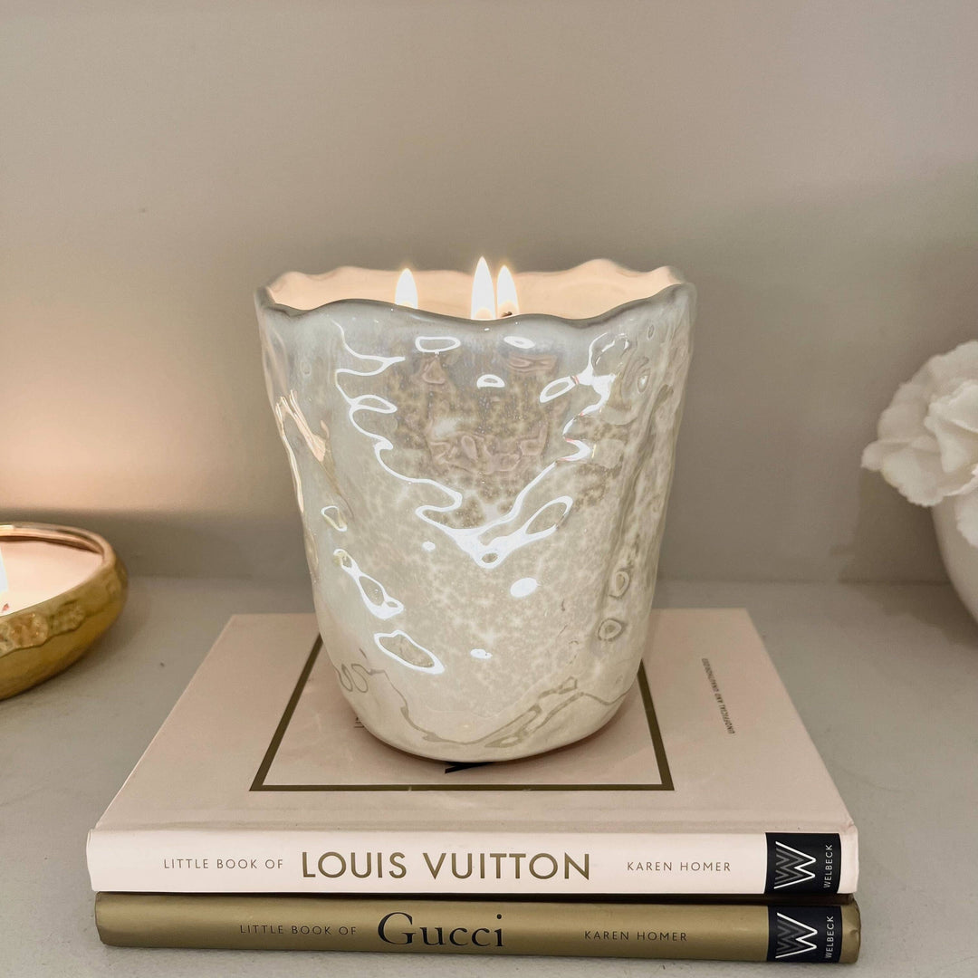 Laguna Cream Pearlescent Decorative Candle
