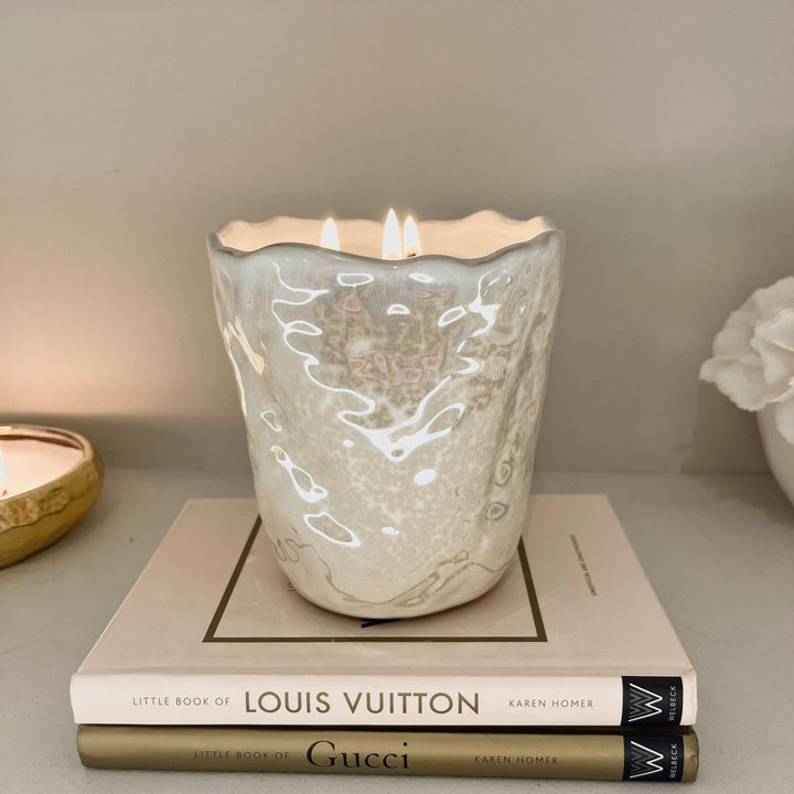 Laguna Cream Pearlescent Decorative Candle