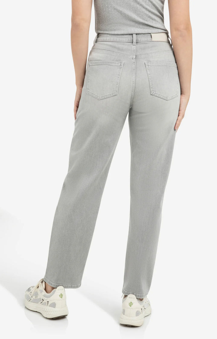 Yaya Mid Grey Denim Cargo Jean with Low Crotch and Wide Leg